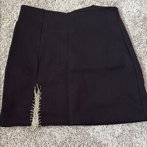 Elegant Black Skirt with Chain Detail